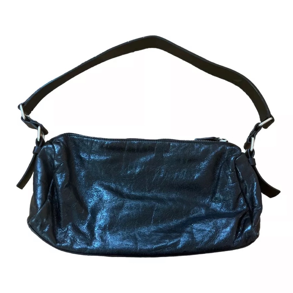 Sundance Black Leather Silver Hardware Shoulder Bag Purse Biker
